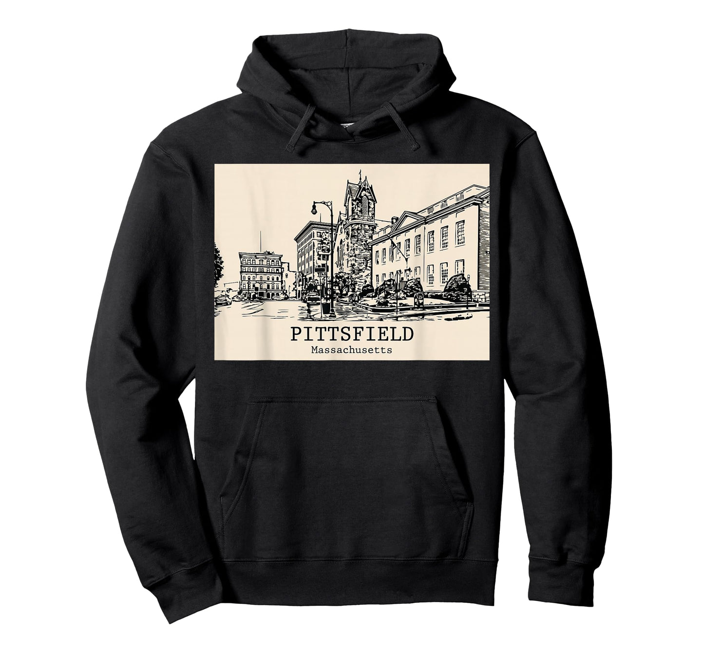 Pittsfield Massachusetts Vintage Streetscape Drawing T-Shirt