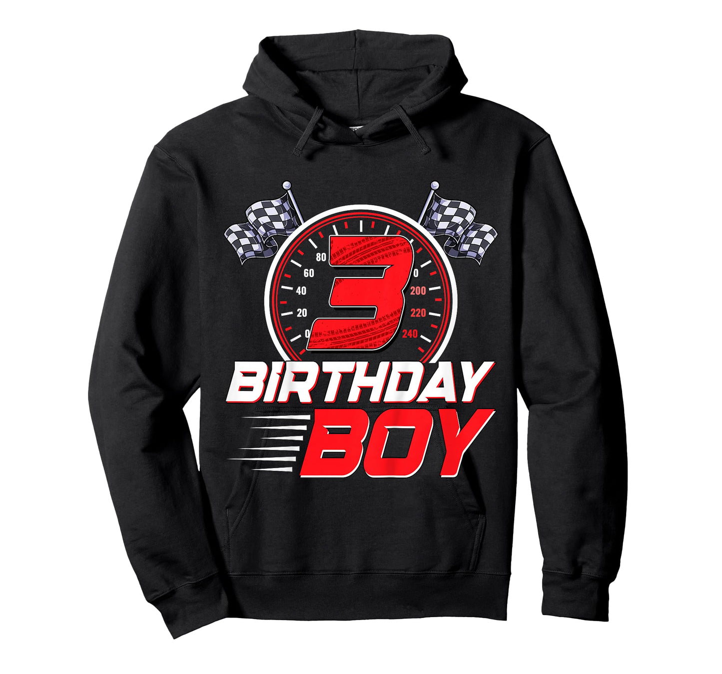 Kids Boy Birthday Three 3 Race Car Team Flag Racing 3rd Birthday T-Shirt