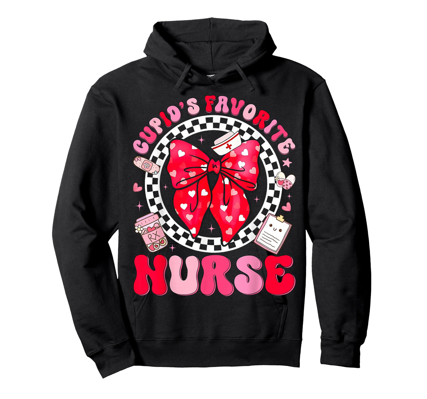 Cupid's Favorite Nurse Valentine Coquette Bow Girl Women T-Shirt