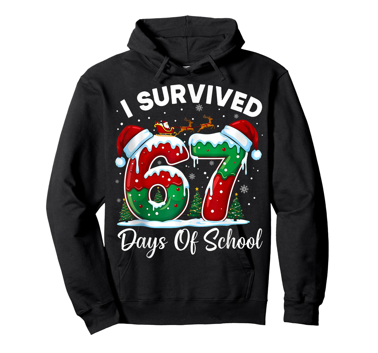 I Survived 67 Days of School Christmas Six Seven 67 Meme T-Shirt