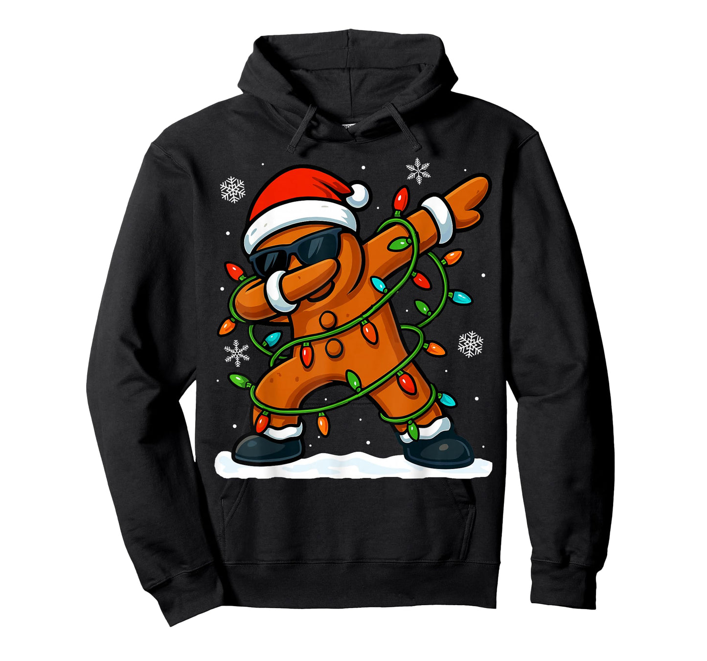 Dabbing Gingerbread Christmas Xmas Lights Boys Christmas T-Shirt