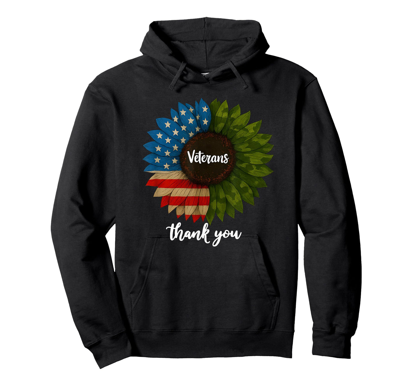Thank You Veterans Sunflower US America Flag Patriotic Women T-Shirt