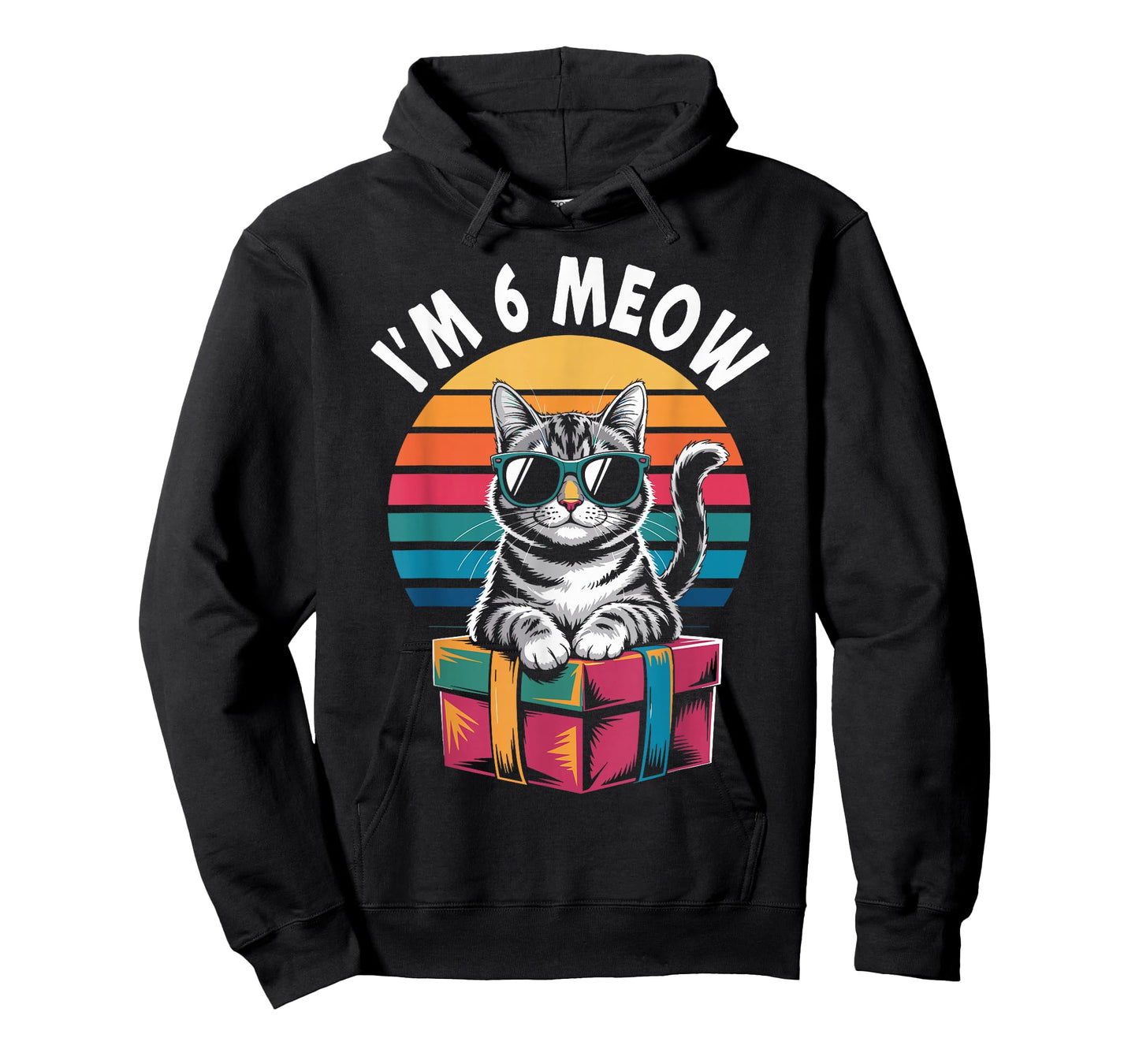 6th Birthday 6 Years Old I’m 6 Meow Funny Cat Birthday T-Shirt