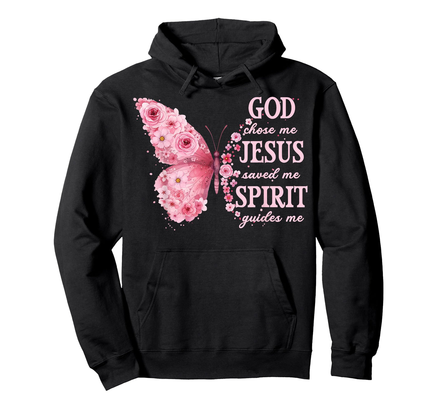 Christian Faith God Chose Me Jesus Saved Me Pink Butterfly T-Shirt