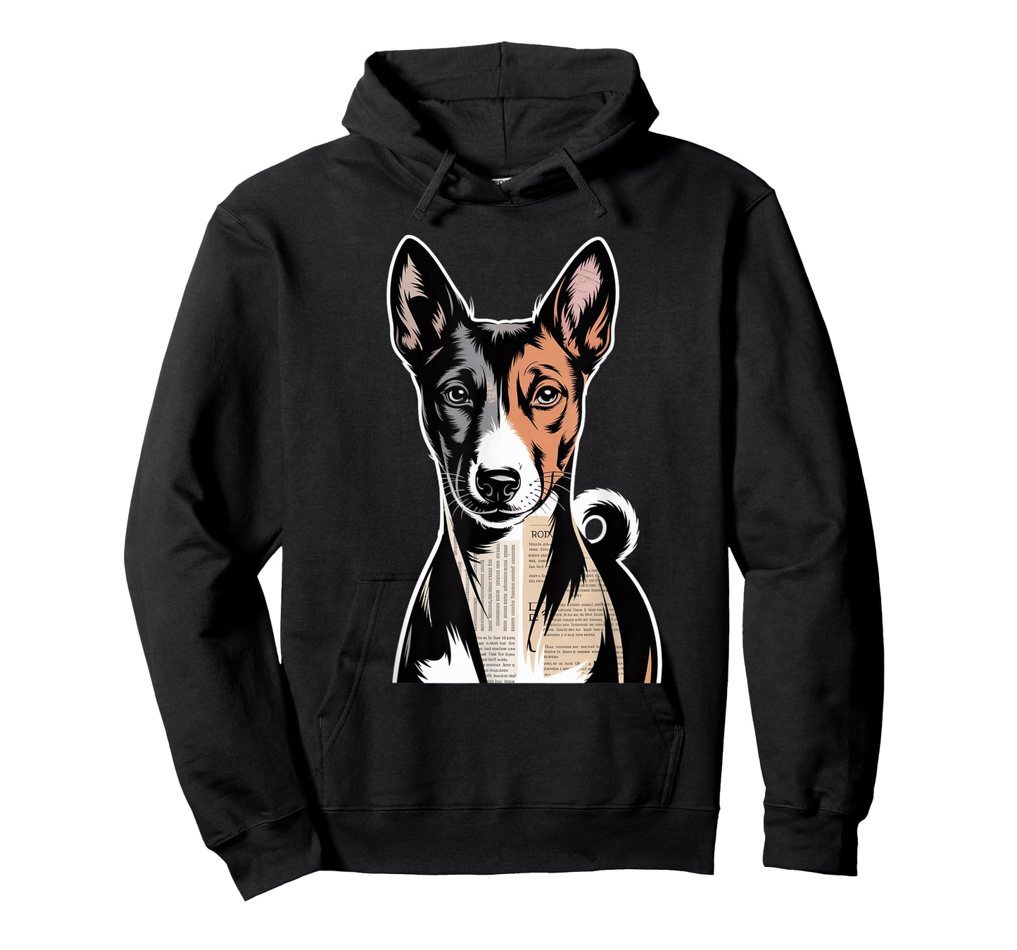 Newspaper Art Basenji Barkless Dog T-Shirt