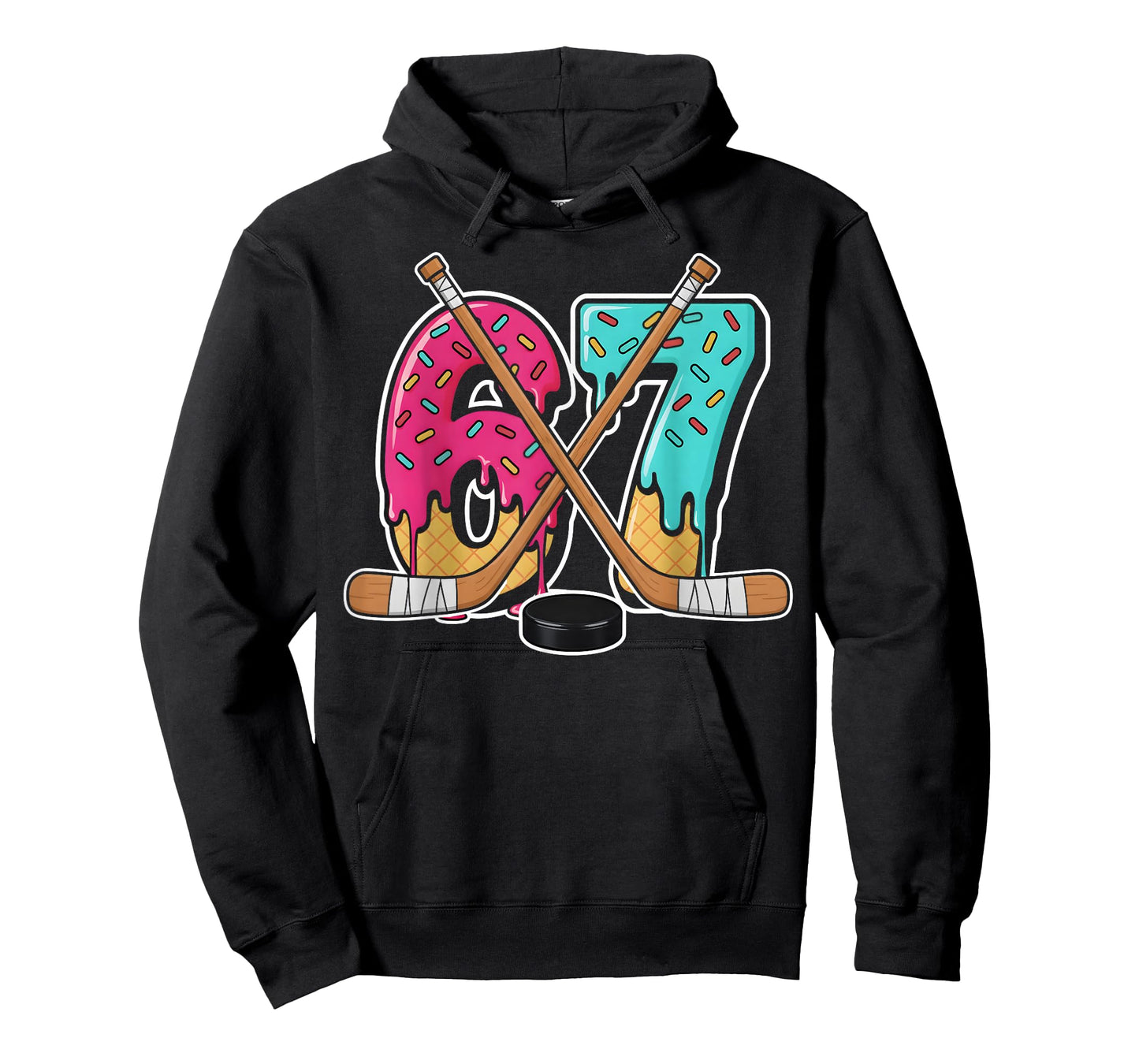 67 Ice Cream Drip Hockey Gen Alpha Slang Six Seven Meme T-Shirt