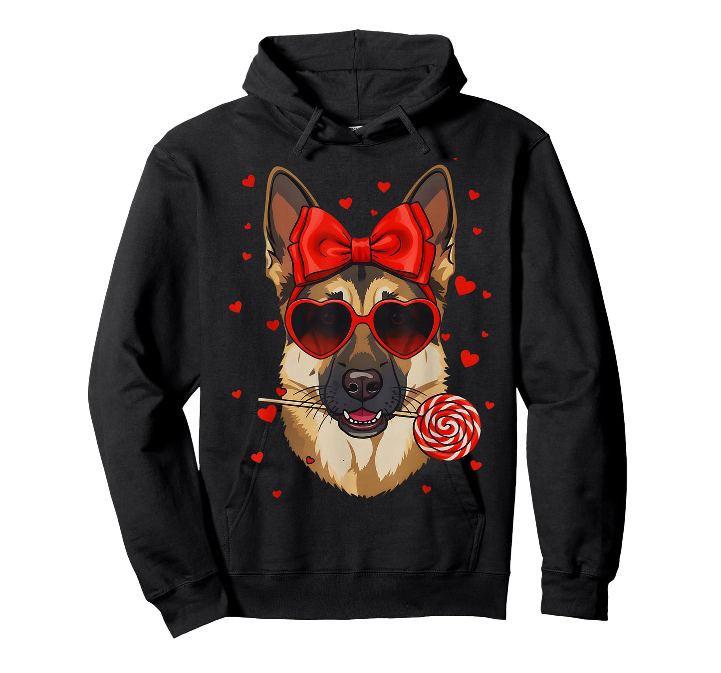 German Shepherd Valentines Day Coquette Bow Dog Lover Heart T-Shirt