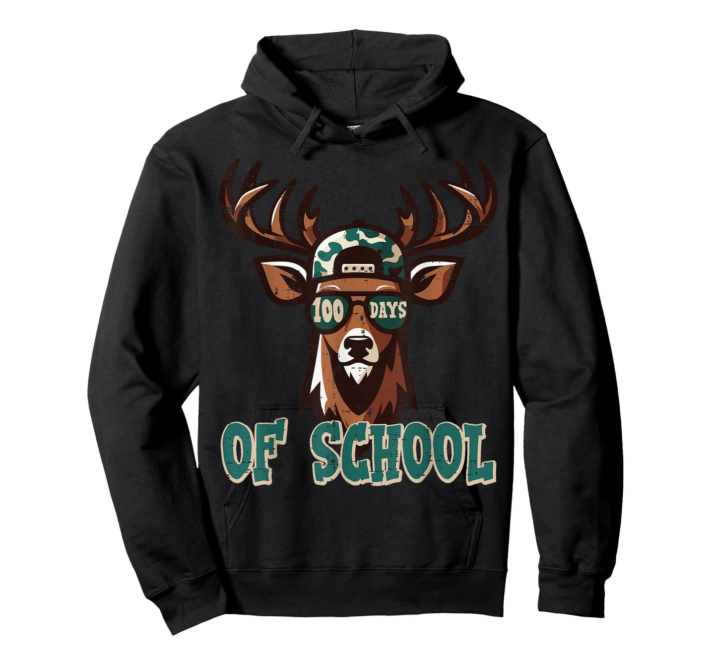 100 Days of School Deer Camo 100th Day Hunting Boys Kids Men T-Shirt