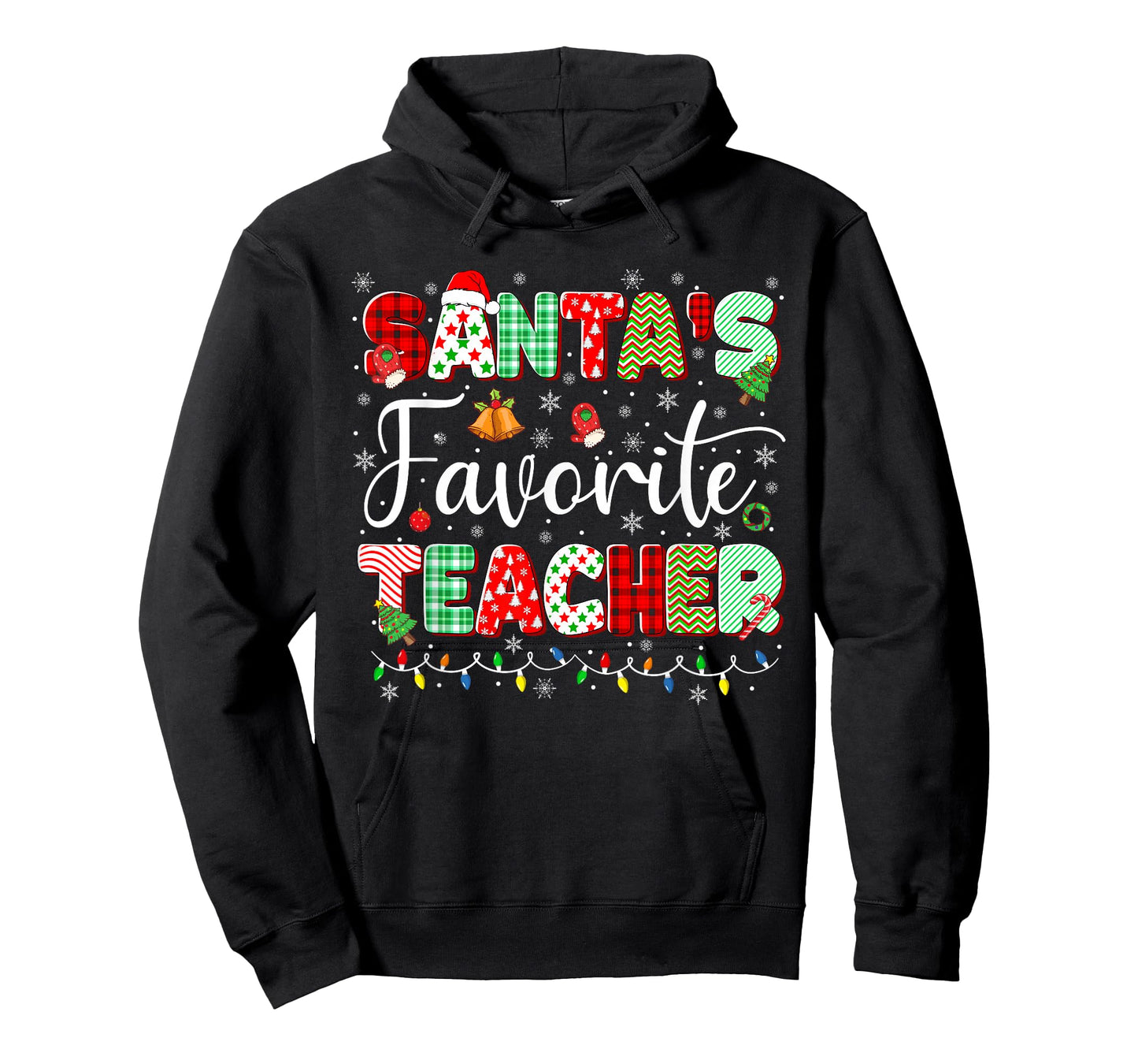Santas Favorite Teacher Christmas Matching Xmas Men Women T-Shirt
