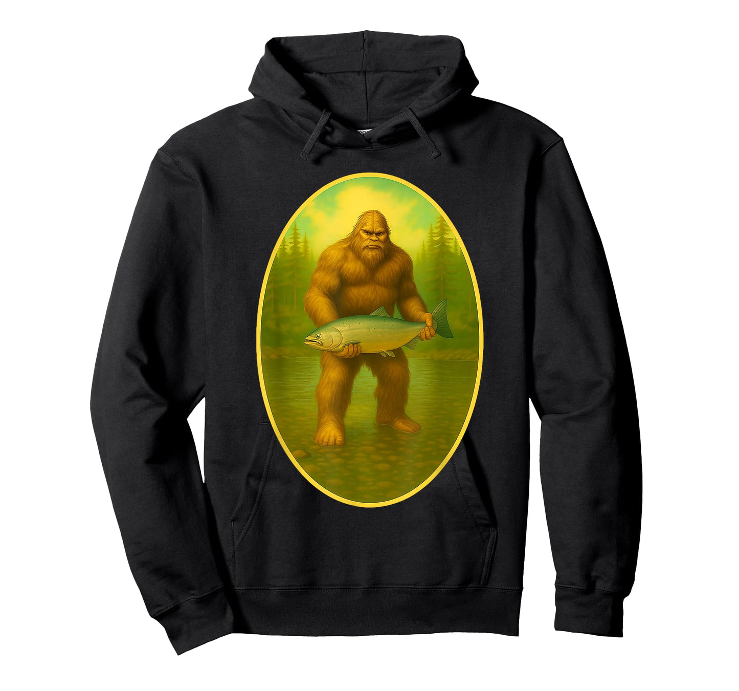 Salmon and Steelhead Sasquatch Art Big Foot Fishing T-Shirt