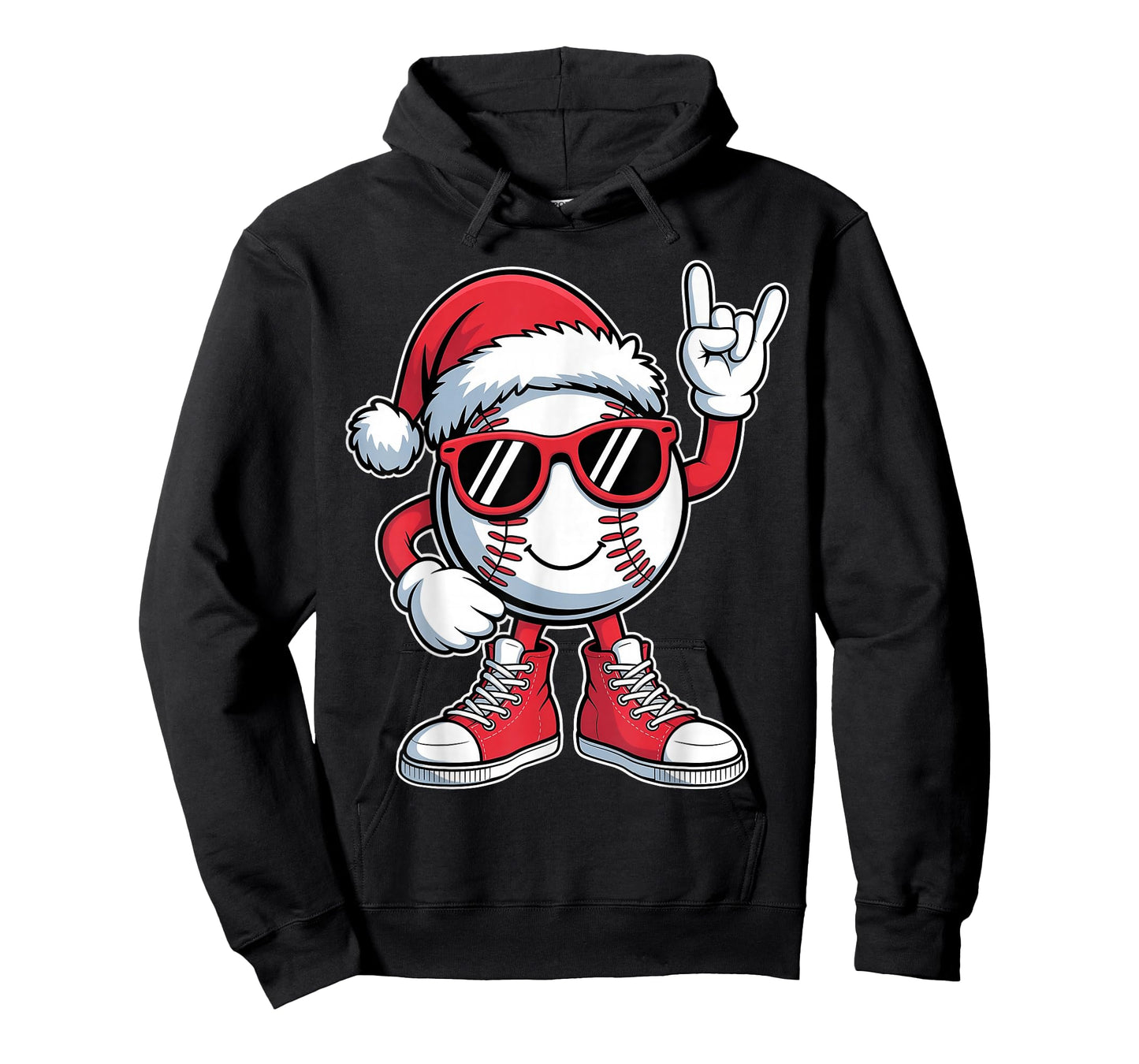Funny Christmas Baseball Rock Santa Hat Boys Toddler Kid T-Shirt