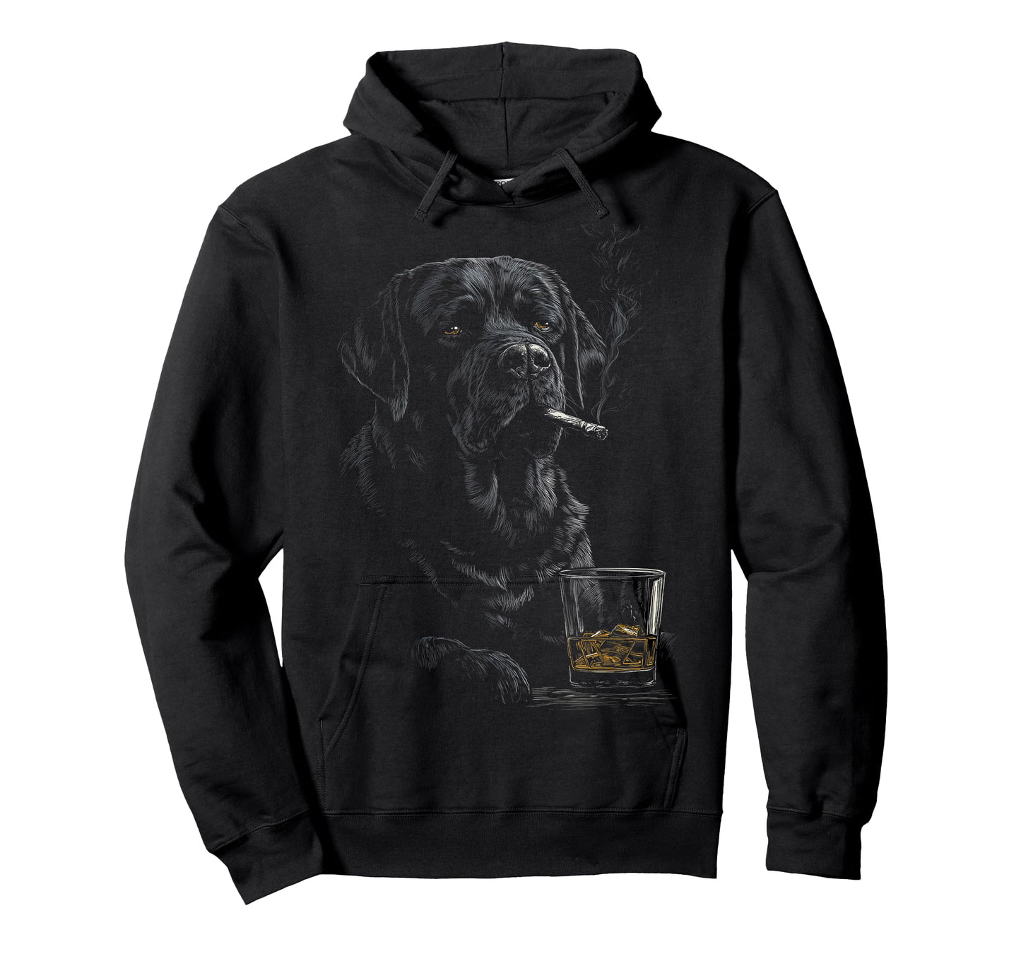 Black Labrador Smoking Cigarette Whisky Lover Funny Lab Dog T-Shirt