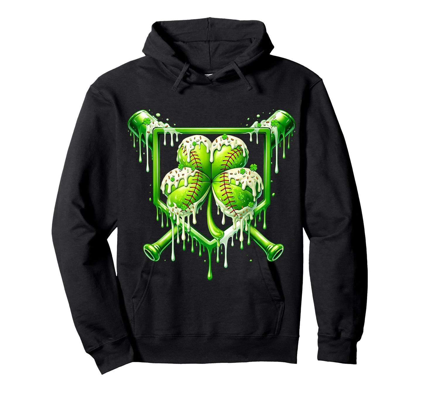 St Patricks Day Baseball Ice Cream Drip Shamrock Kids Boys T-Shirt