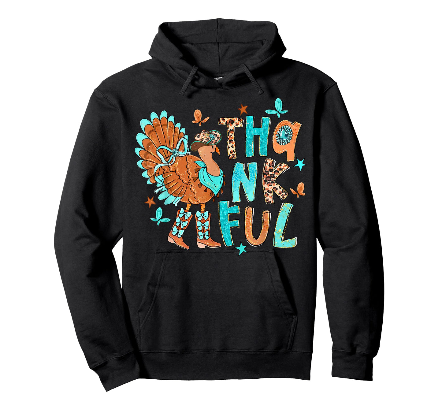 Thanksgiving Turkey Cowgirl Leopard Thanksgiving Women Girls T-Shirt