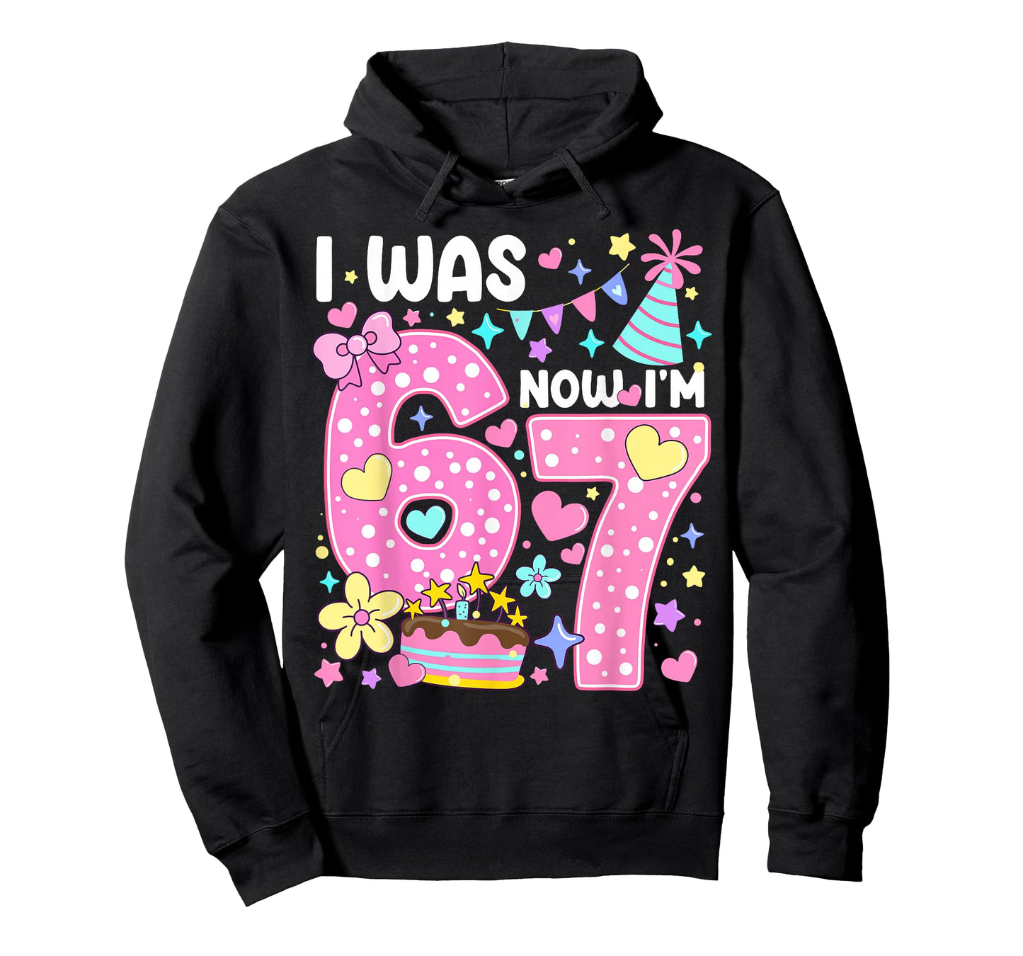 I was 6 Now I'm 7 Pink Polka Dot Seven Birthday Girl Party T-Shirt