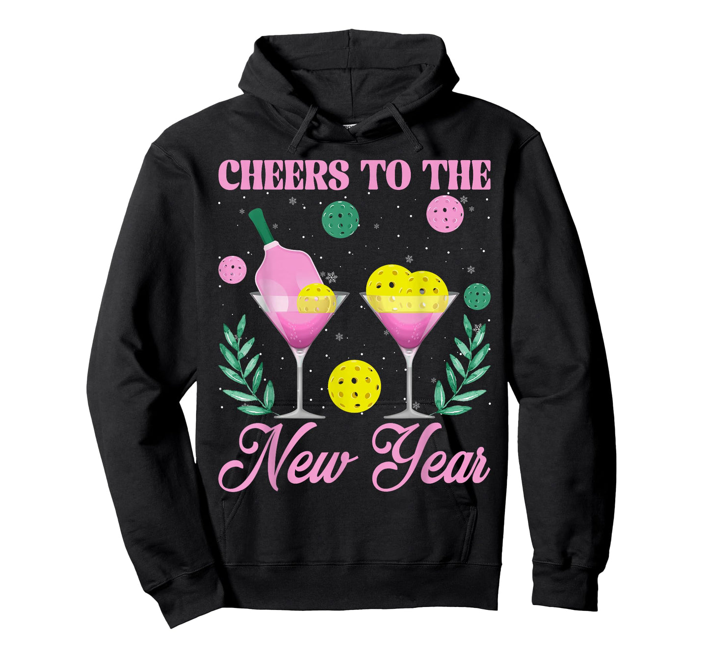 Cheers to The New Year Champagne Glass & Pickleball NYE 2026 T-Shirt