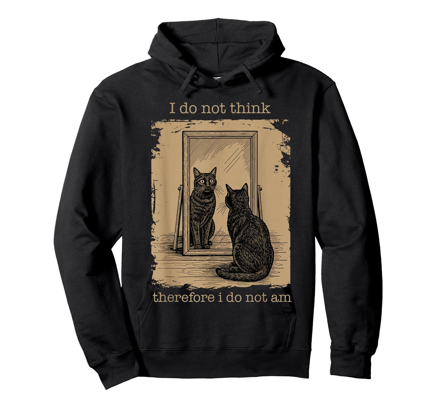 Funny I Do Not Think Therefore I Do Not Am, Vintage Meme Cat T-Shirt
