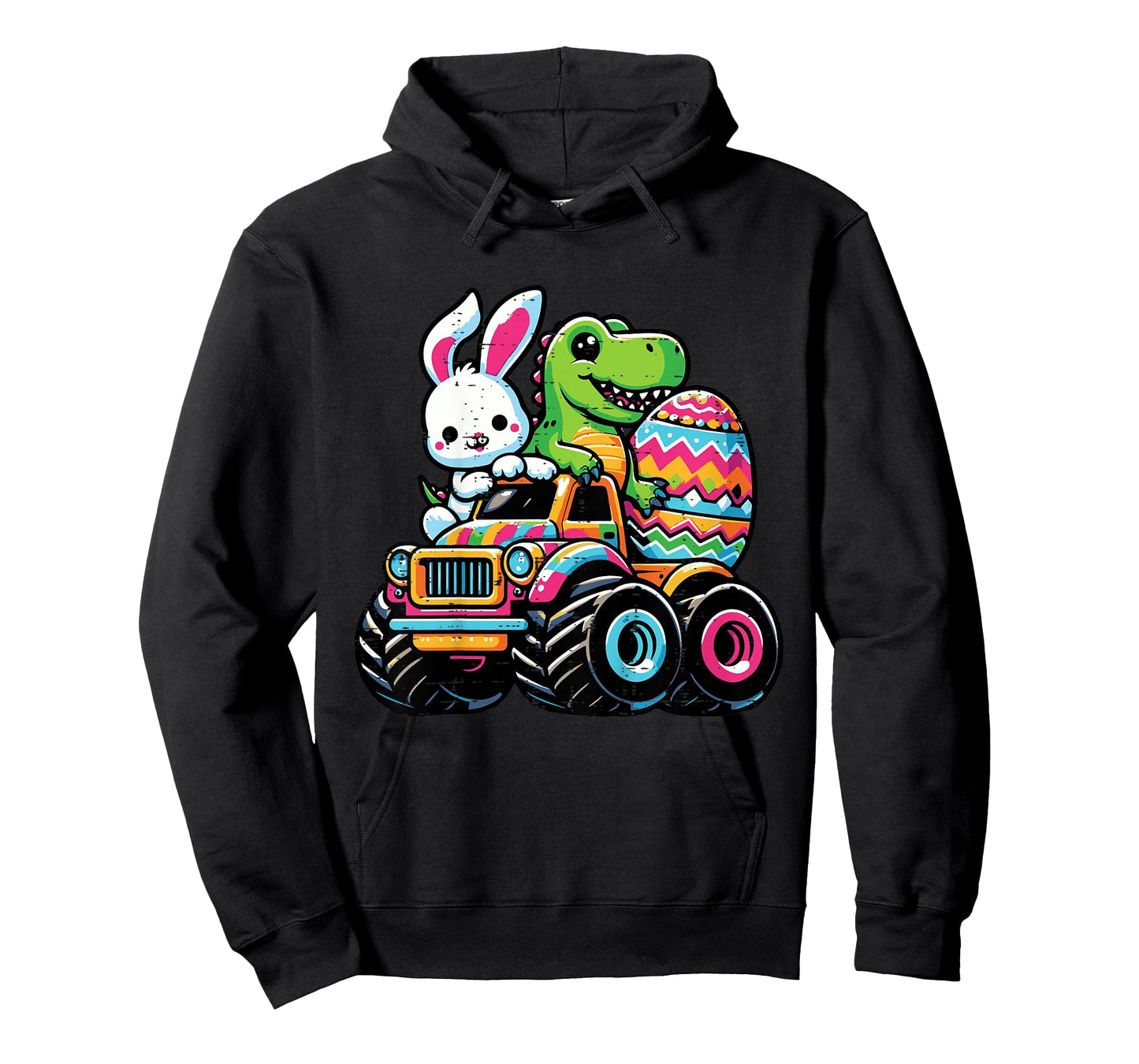 Kids Easter Bunny Dino On Monster Truck Egg Toddler Boys Kids T-Shirt