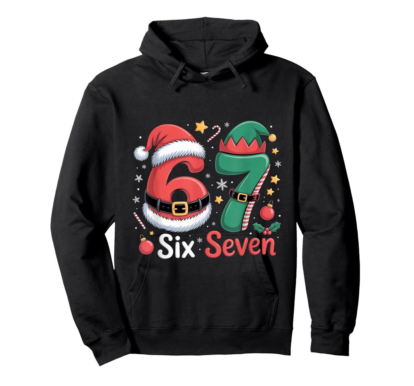 Funny 6 7 Meme Elf Santa Christmas Six Seven Kid Women Men T-Shirt