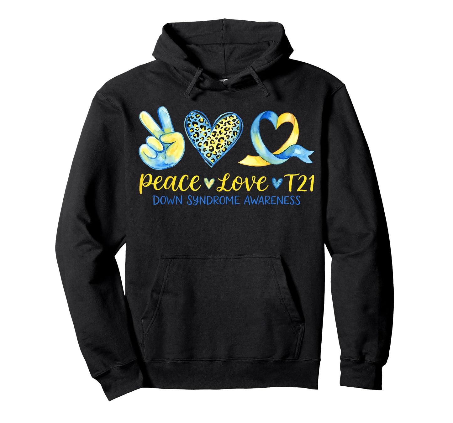 Peace Love T21 Down Syndrome Awareness Men Women Kids T-Shirt