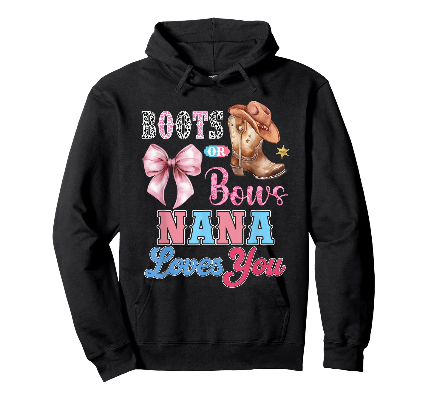 Boots or Bows Nana Loves You Gender Reveal Family T-Shirt