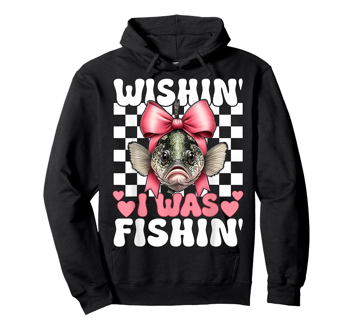 Wishin' I was Fishin' Crappie Fish Fishing Girl Coquette Bow T-Shirt