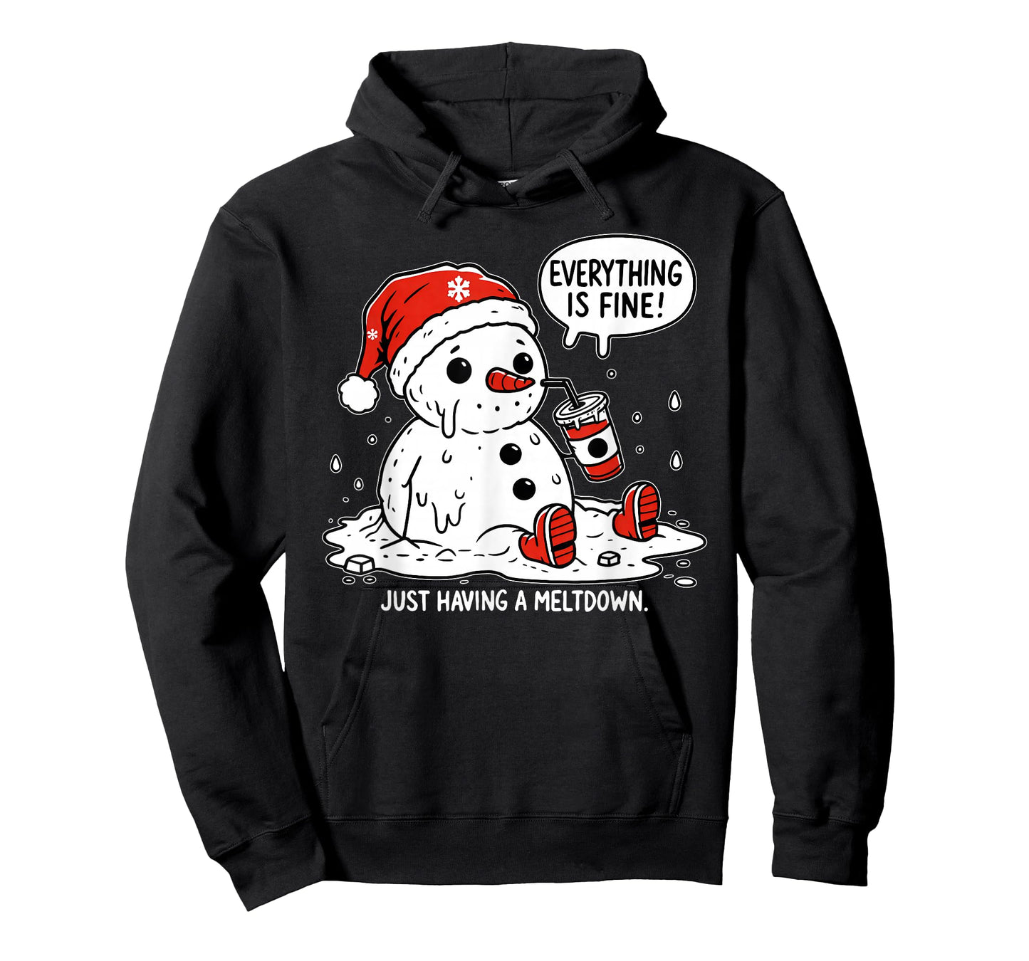 Everything is Fine Just Having Meltdown Christmas Snowman T-Shirt