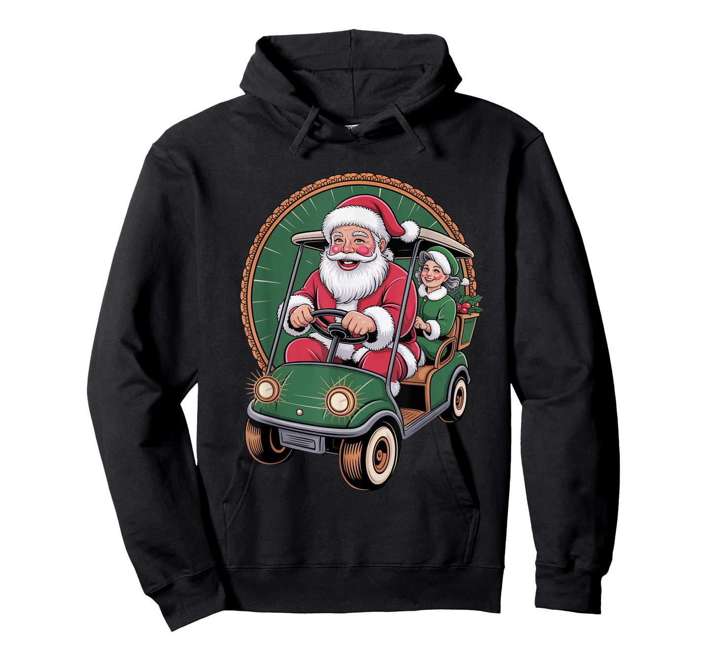 Golf Cart Parade Santa and Mrs Santa Claus Christmas Golfing T-Shirt