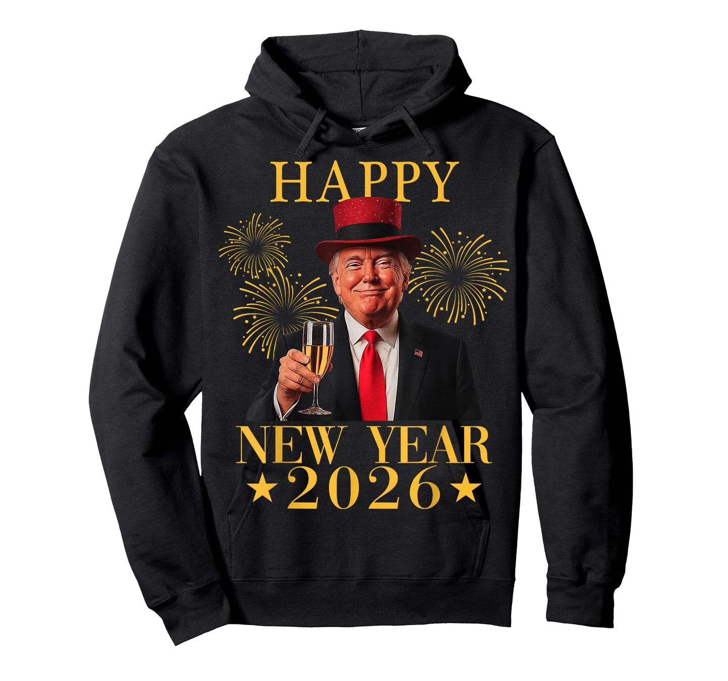 Happy New Year 2026 Funny President Trump Fireworks Party T-Shirt