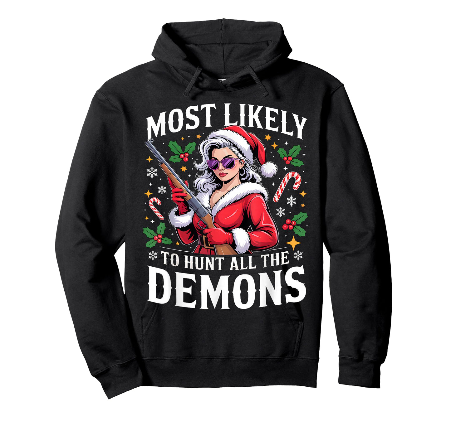 Santa Girl Most Likely to Hunt Demons Christmas T-Shirt