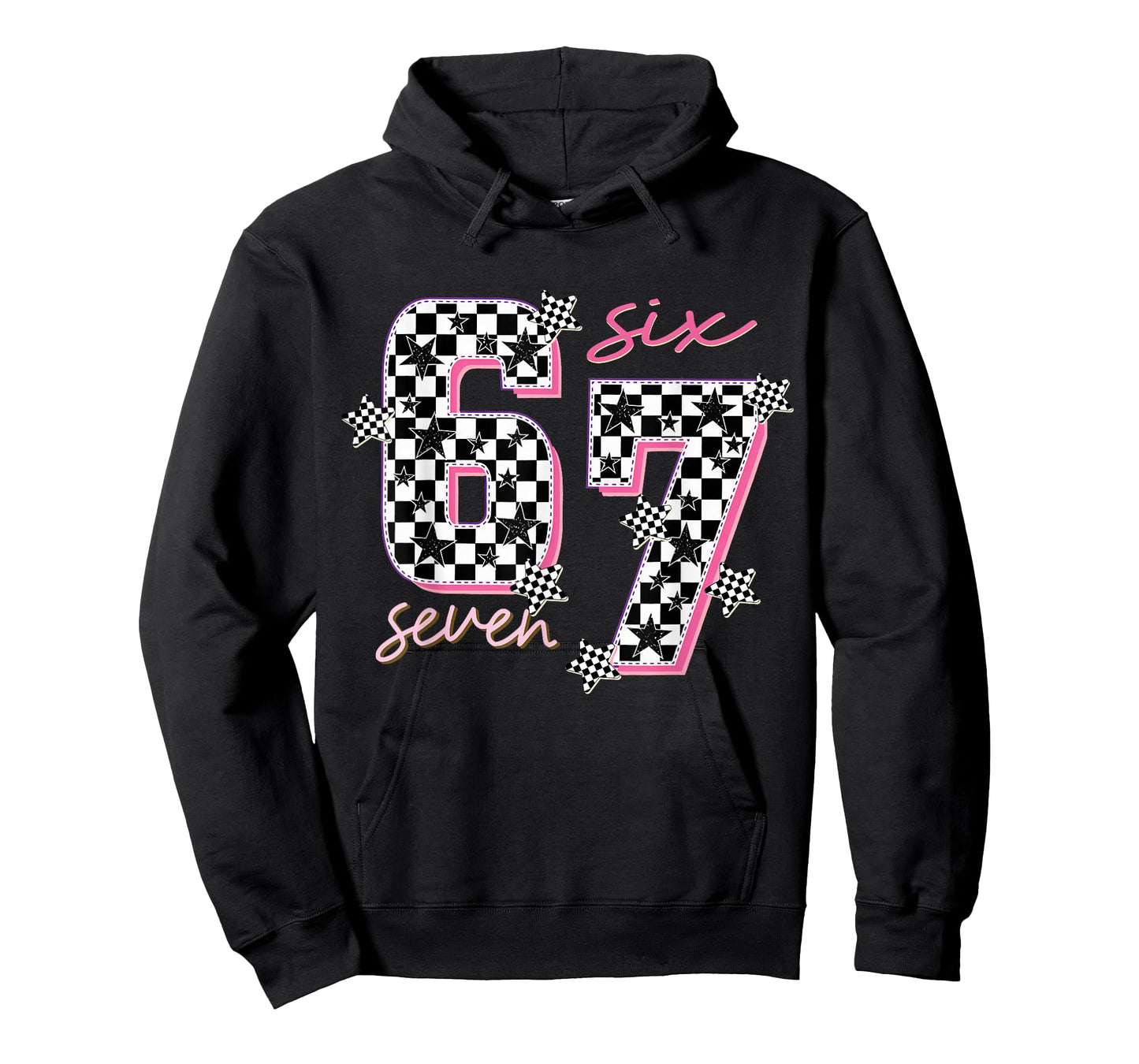 Funny Six Seven Meme Checkered 6 7 Saying Girls Kids T-Shirt