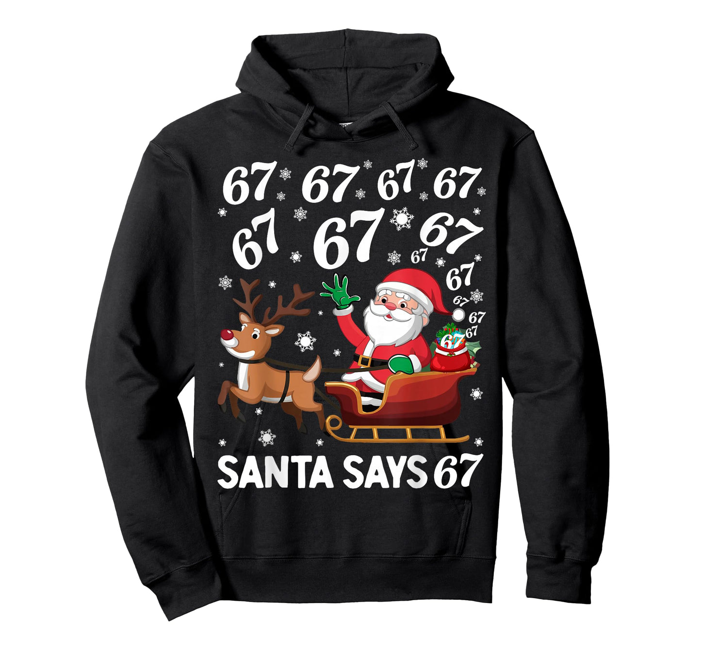 Santa Says 67 Funny Christmas Six Seven Meme Holiday T-Shirt