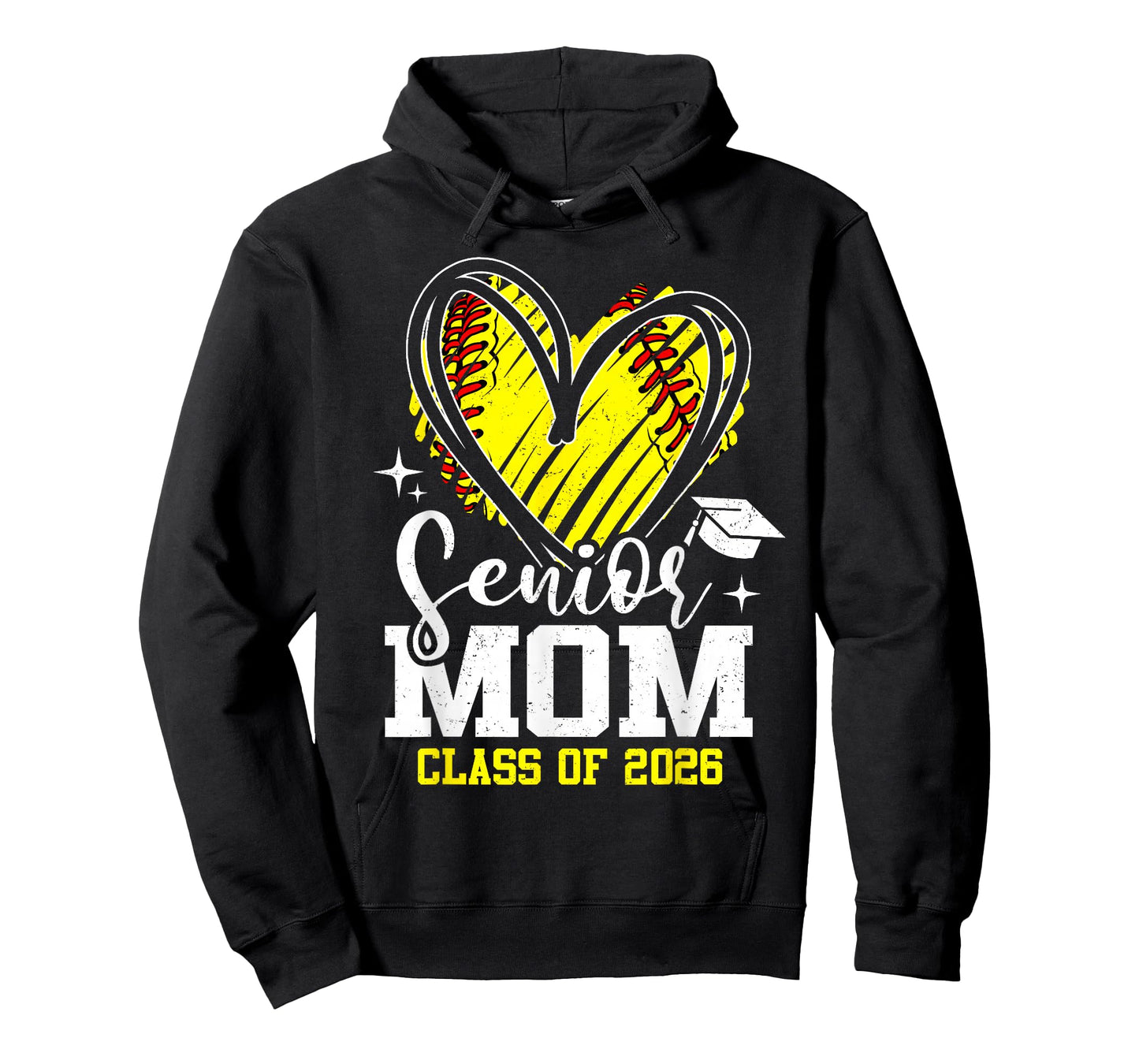 Proud Senior Mom Class of 2026 Softball Graduation Heart T-Shirt