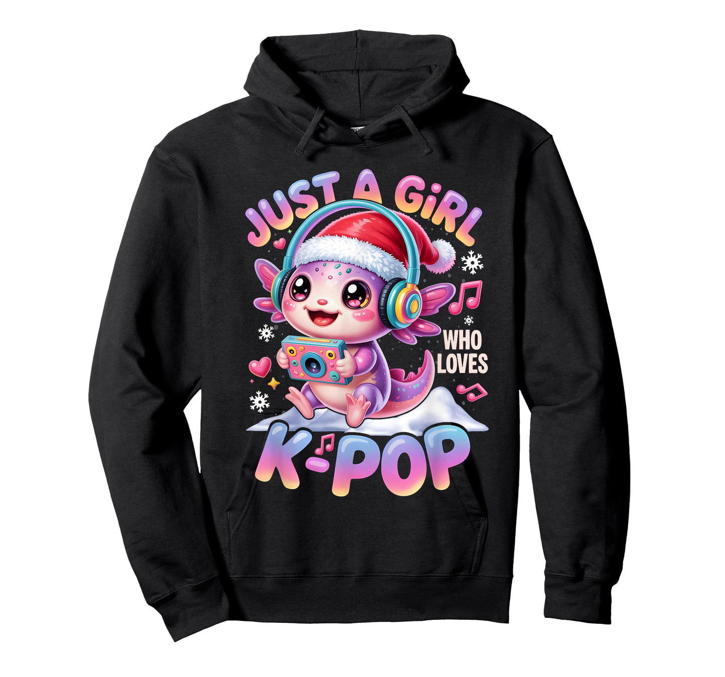 Just Girl Who Loves K-Pop Axolotl Santa Hat Christmas Anime T-Shirt