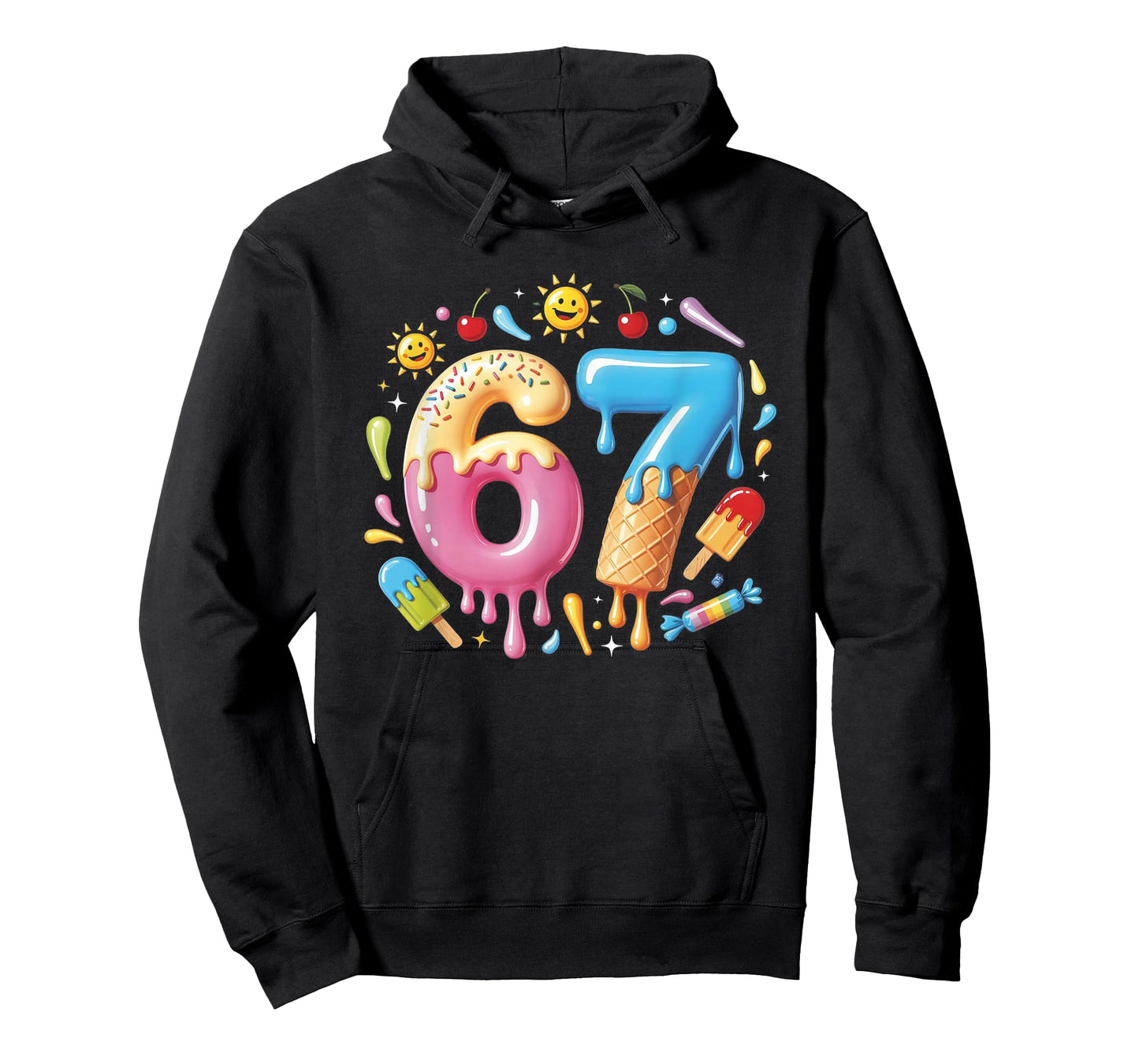 Six Seven Ice Cream Drip Cool Meme 67 Funny Number T-Shirt