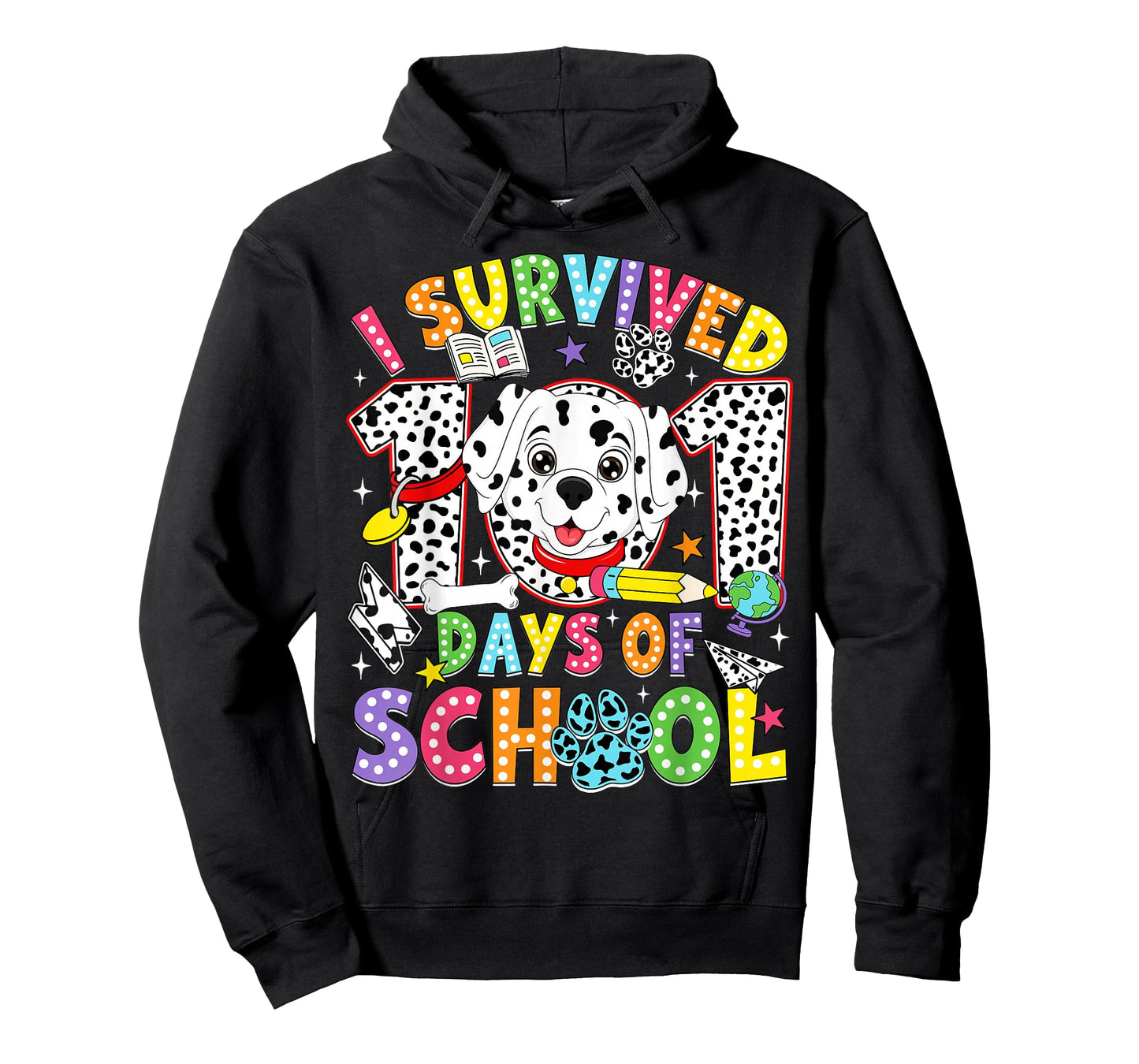 I Survived 100 Days of School Dalmatian Dog 100th Day Kids T-Shirt