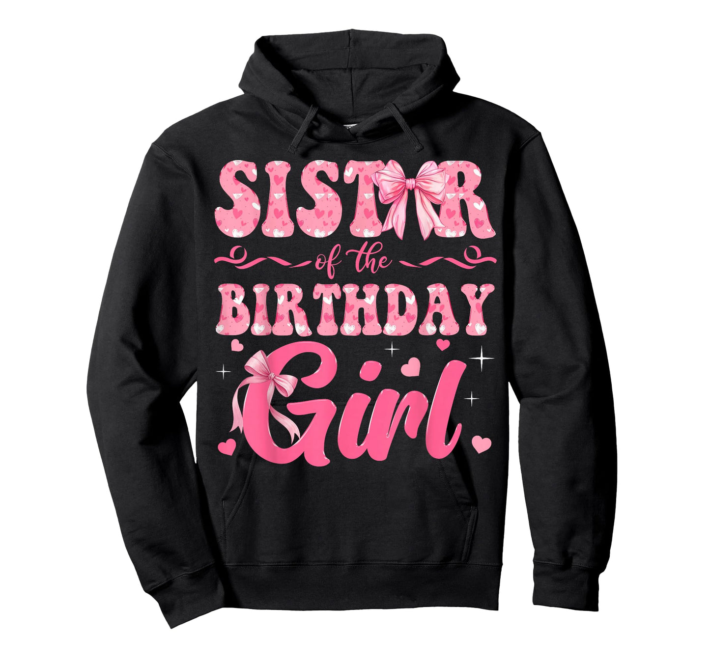 Sister of The Birthday Girl Family Pink Coquette Bow T-Shirt