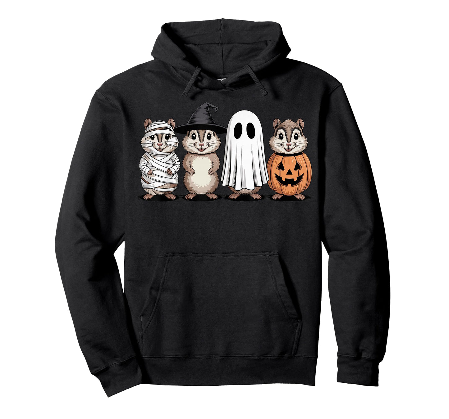 Spooky Ghost Chipmunk Pumpkin Halloween Skeleton T-Shirt
