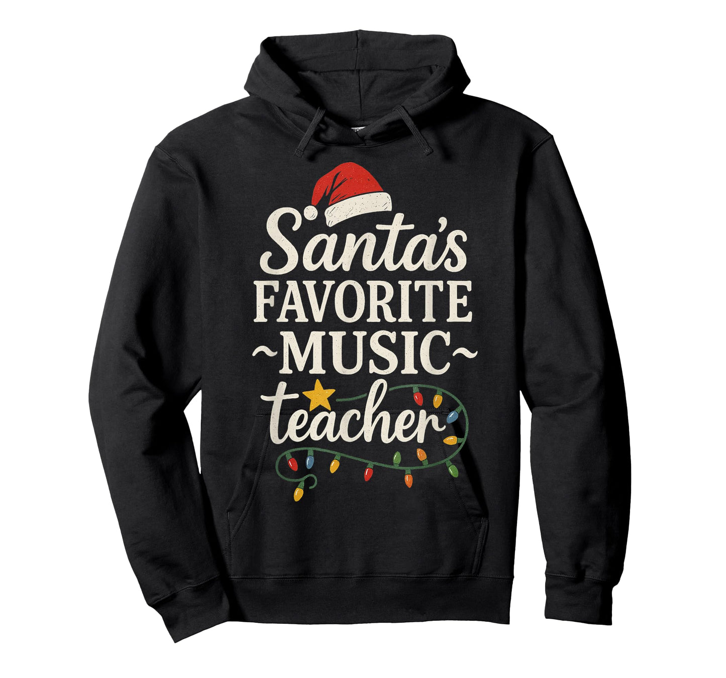 Merry Christmas Lights Santa's Favorite Music Teacher T-Shirt