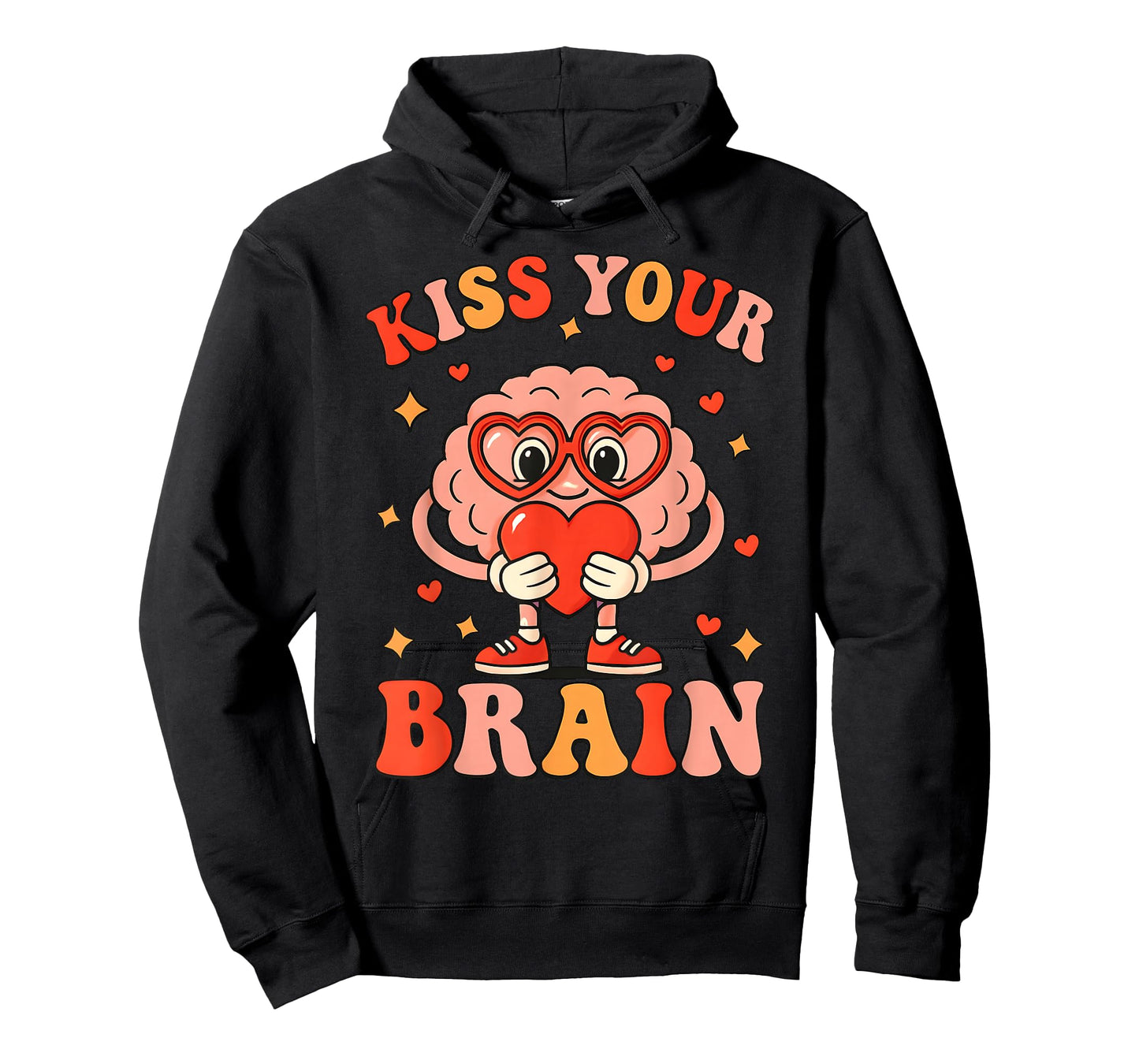 Valentine Kiss Your Brain Retro Teacher Squad Heart Kid T-Shirt