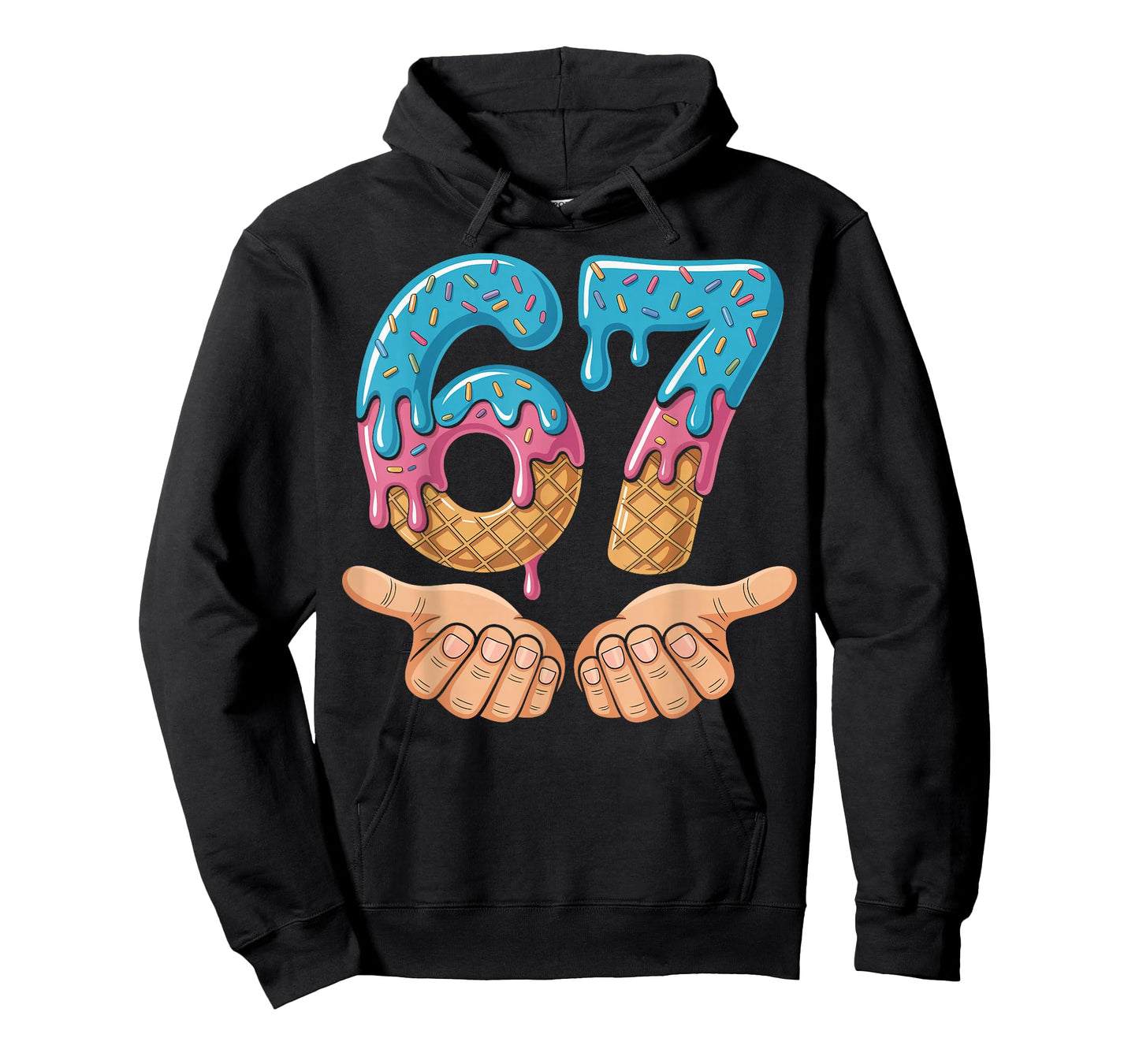 Six Seven Ice Cream Drip Cool Meme 67 Funny Number Design T-Shirt