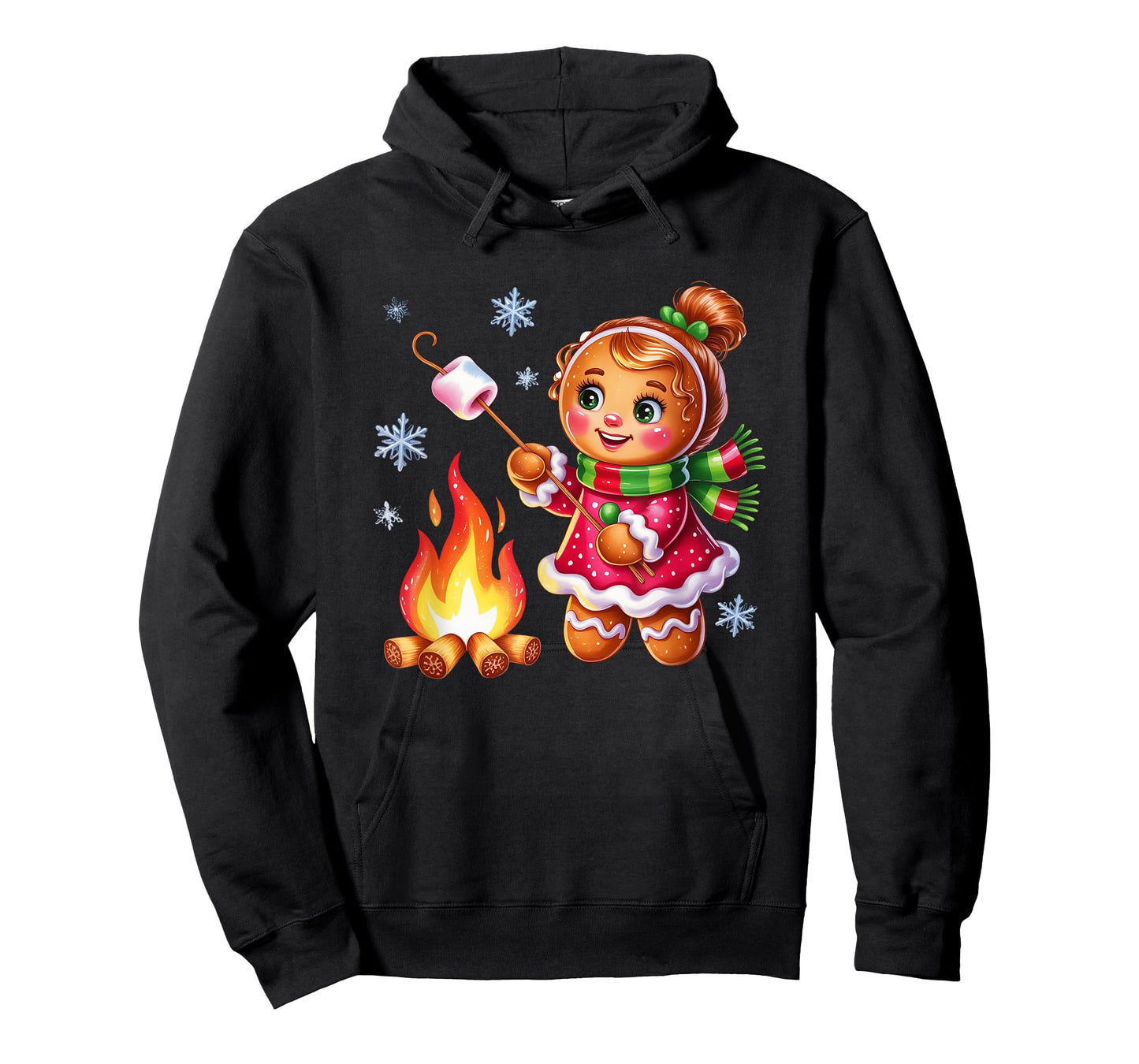 Gingerbread Girl Campfire Christmas Fun T-Shirt