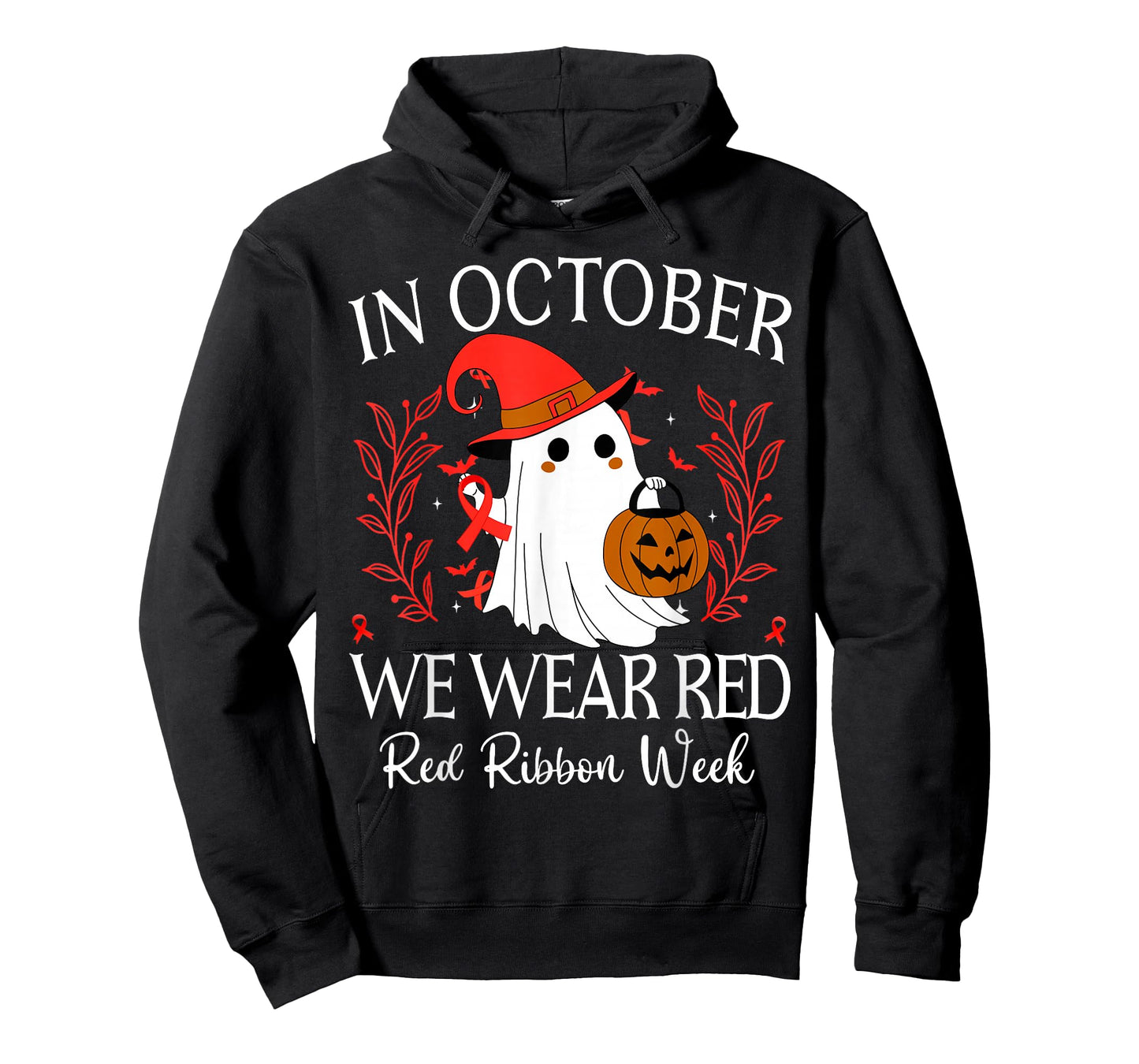 in October We Wear Red for Red Ribbon Week Halloween T-Shirt