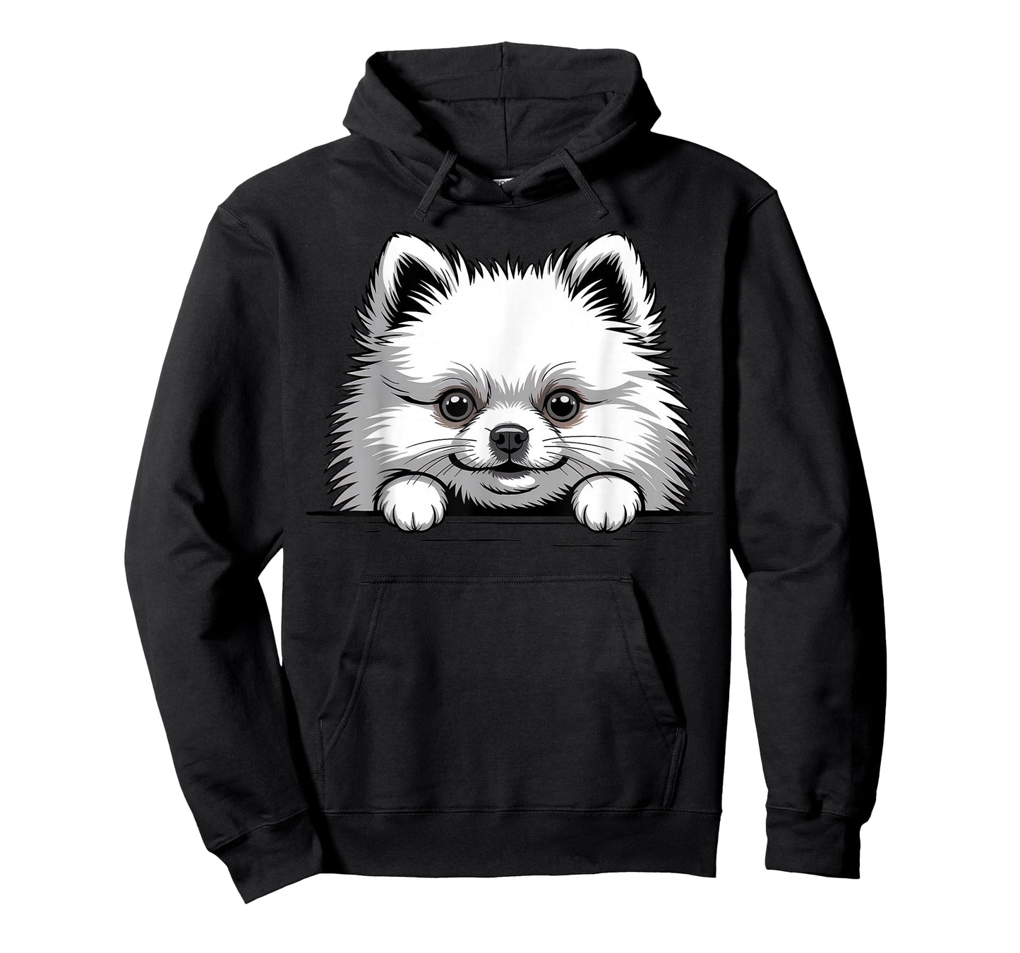 White Pomeranian Funny Peeking Pocket Puppy Dog Lover T-Shirt