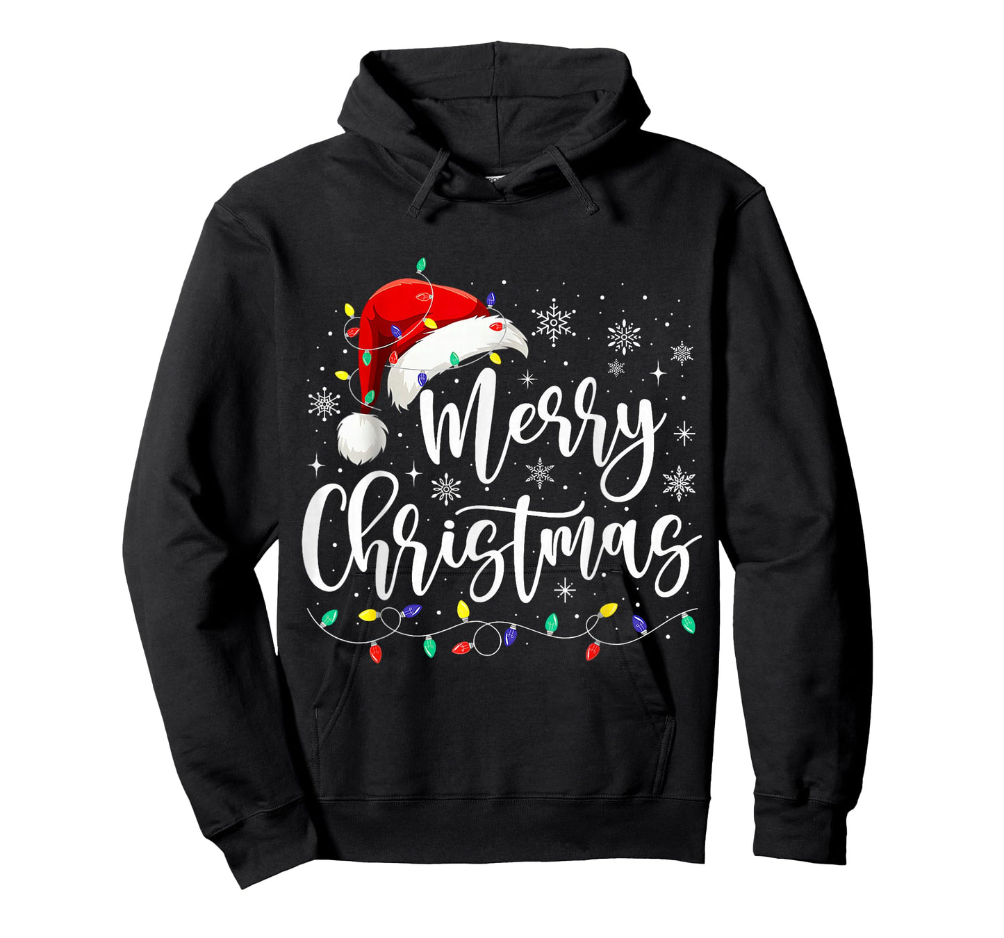 Merry Christmas Lights Red Santa Hat Xmas Family Men Women T-Shirt