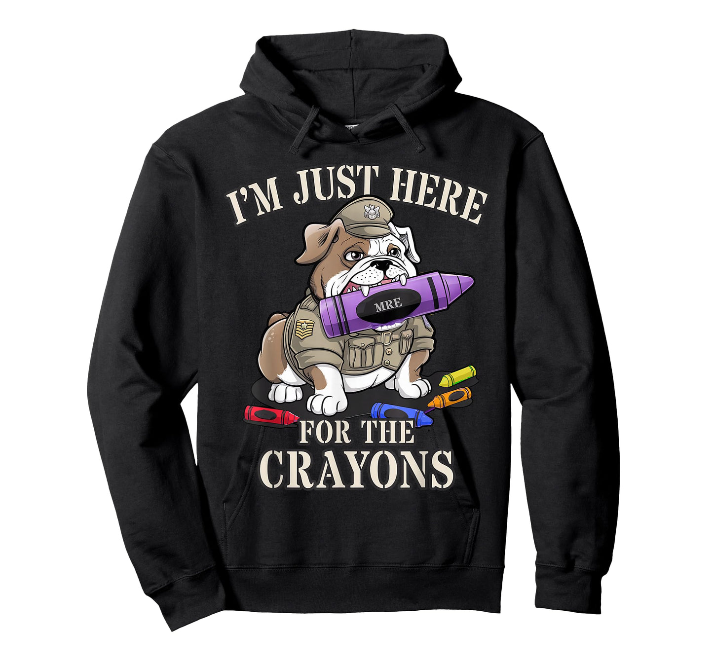 Sarcastic I'm JUST HERE for Crayons Veterans Family Military T-Shirt