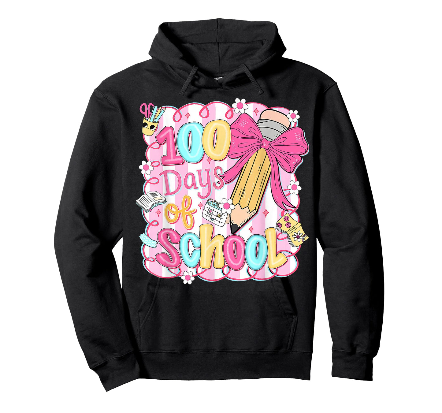 Preppy 100 Days of School Coquette Pencil Bow Girl Women T-Shirt