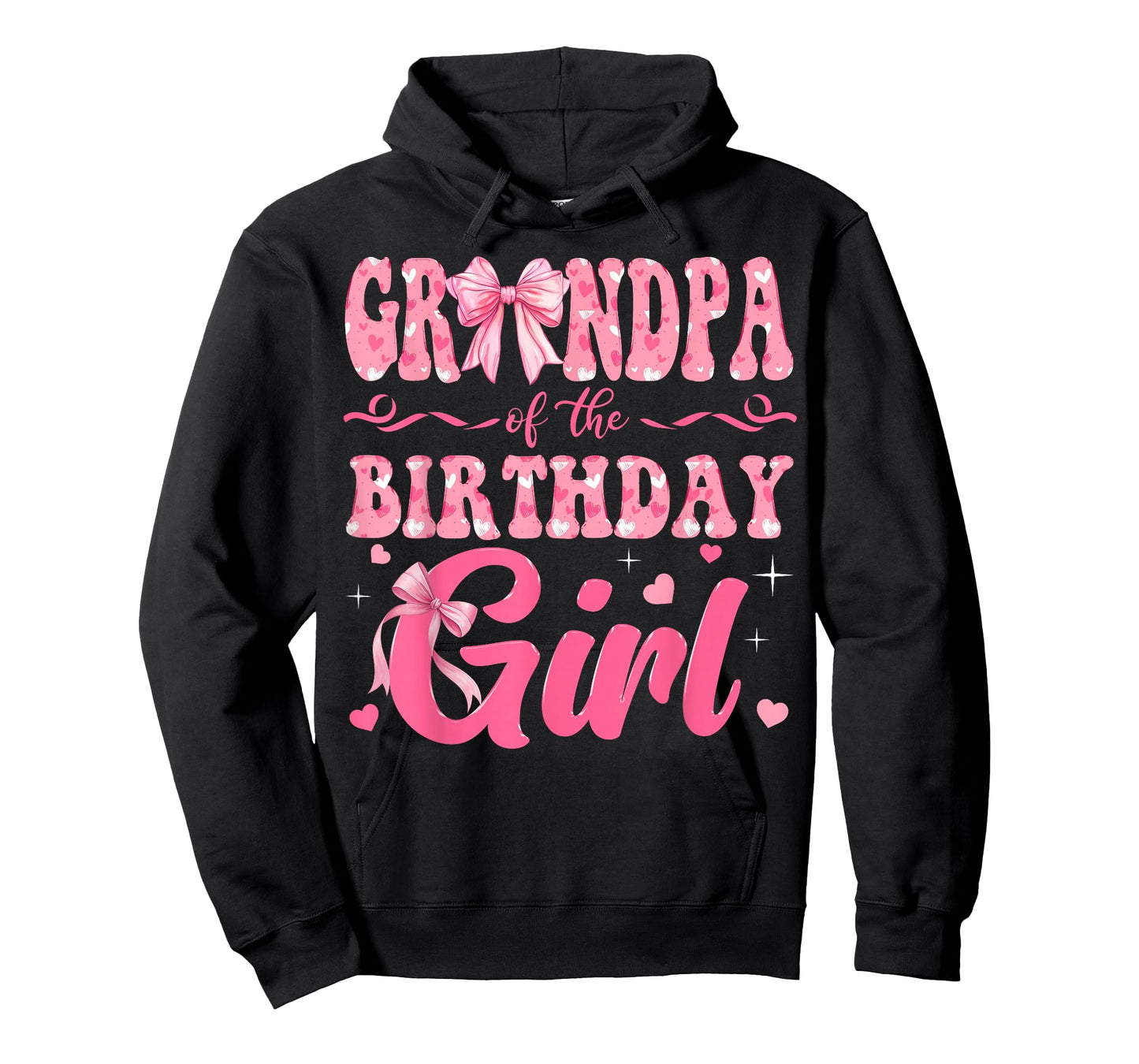 Grandpa of The Birthday Girl Family Pink Coquette Bow T-Shirt