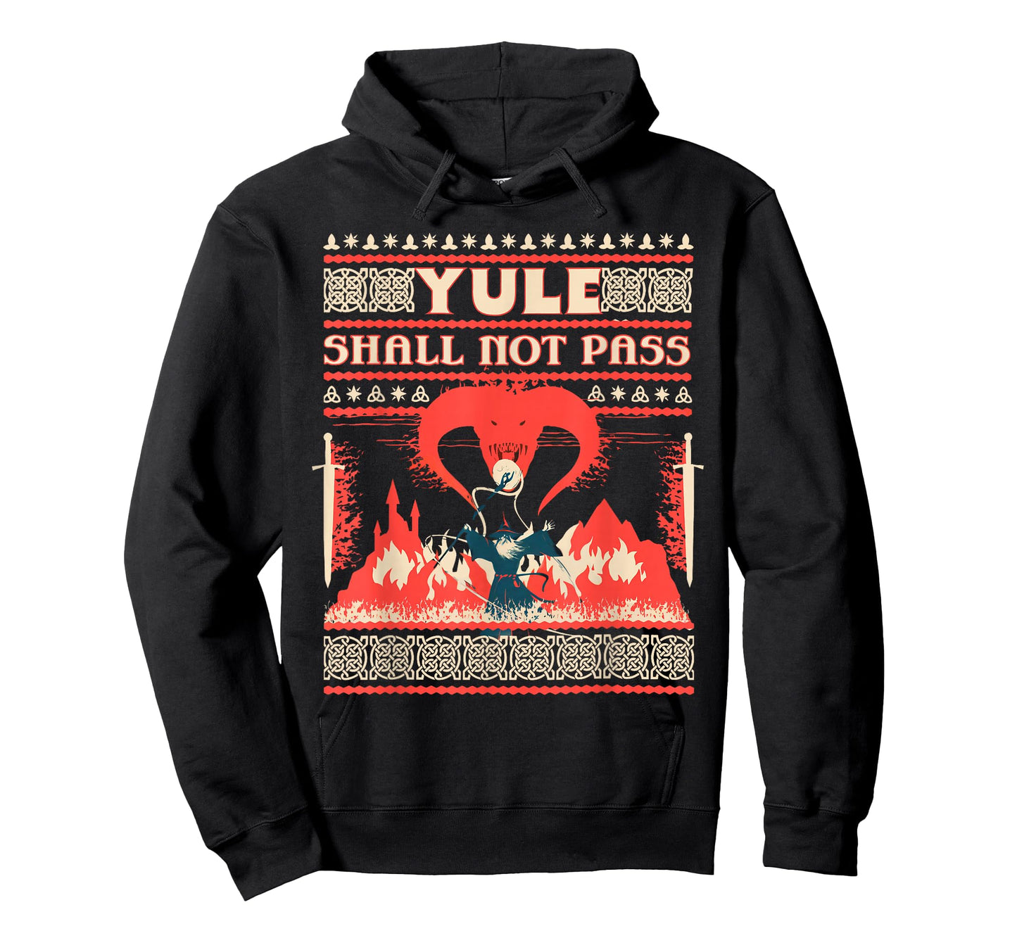 Yule Shall not Pass Fantasy Wizard Holiday Pun Funny Xmas T-Shirt
