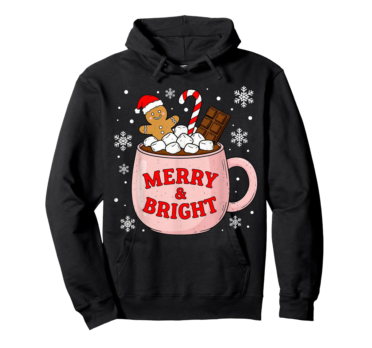 Merry and Bright Gingerbread Santa Hot Cocoa Christmas Xmas T-Shirt